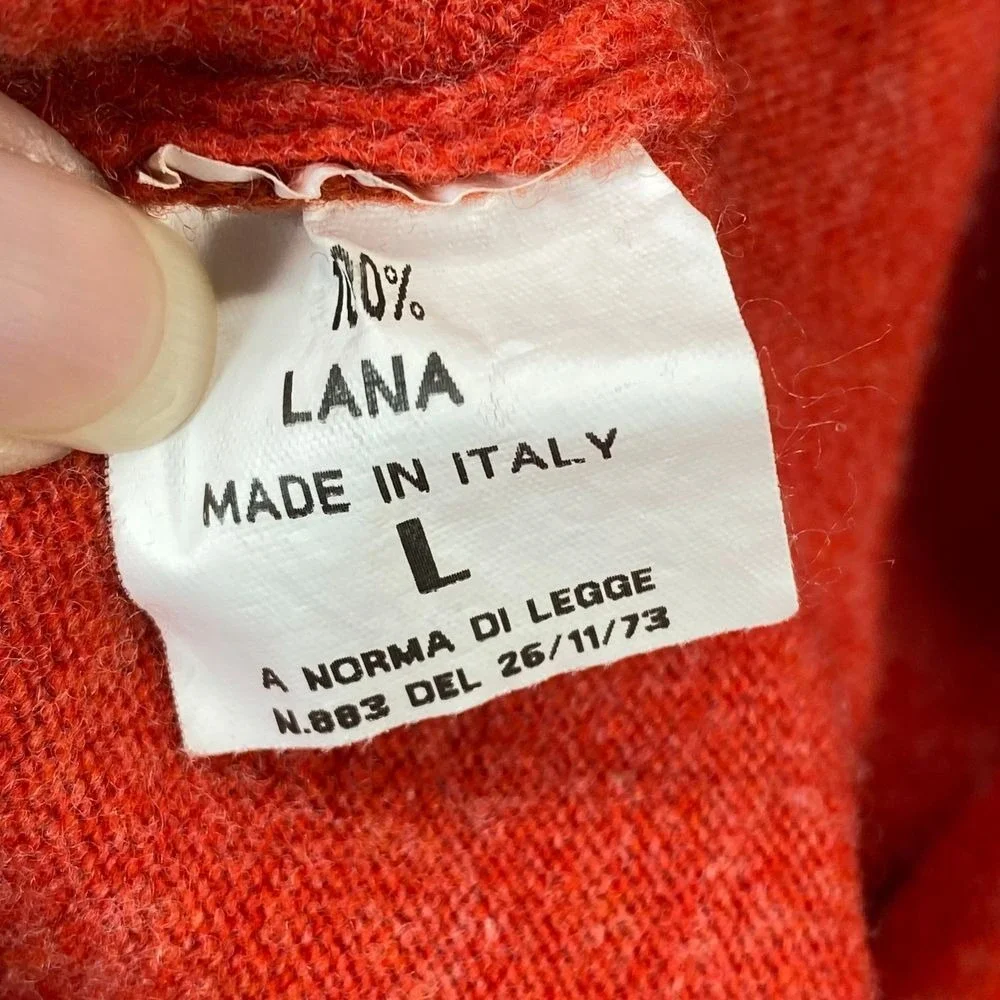 Boggi Milano Red Pure Wool Half Zip Pullover Sweater‎ Luxury Italian Menswear L